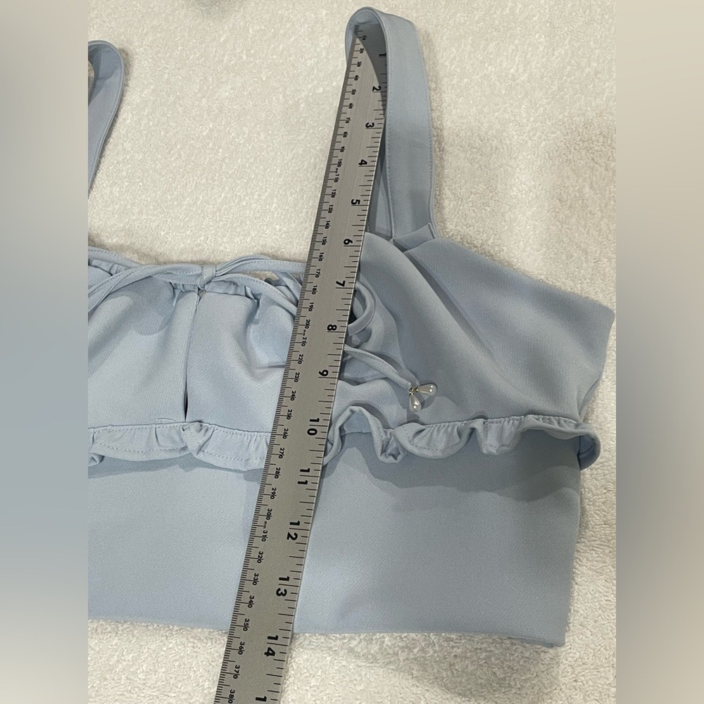 NWT GB Baby Dusty Blue Coquette Top Size‎ L Gianni Bini Y2K - Picture 9 of 10